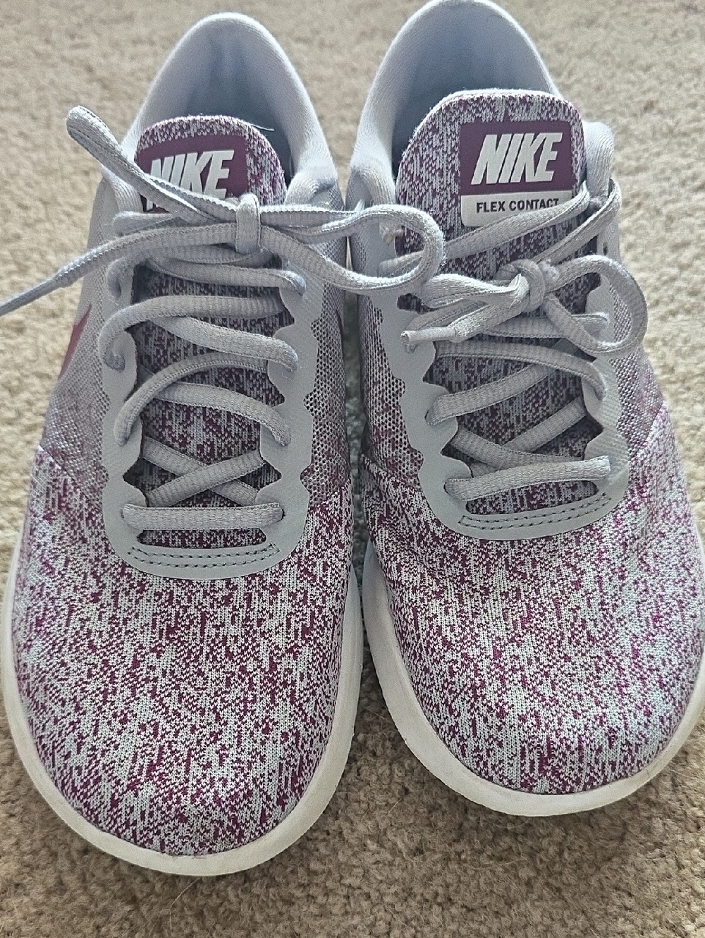 Nike Women's Knit Running Shoes - Gray/Wine 9.5